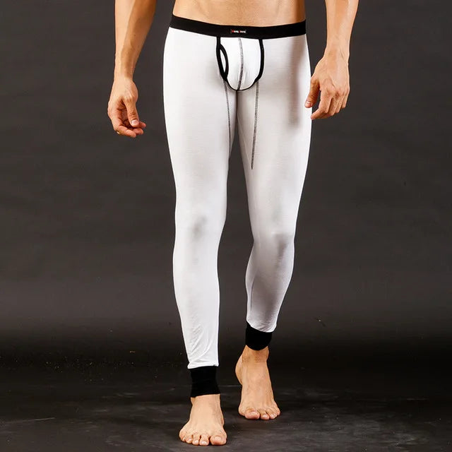 Men's fashion sexy low-rise thermal underwear pants, bulge pouch design pajamas