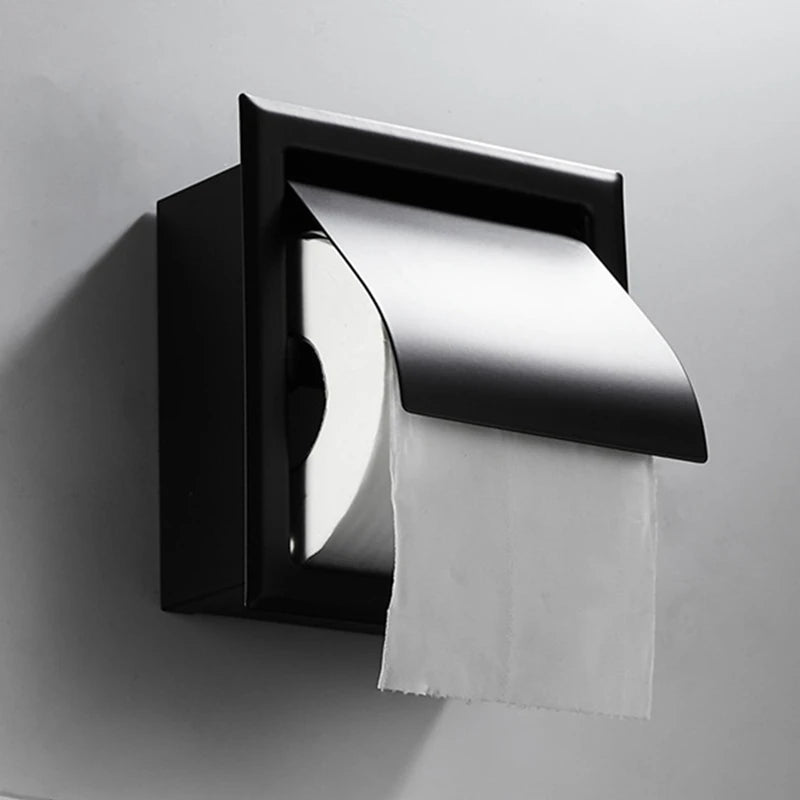 New Recessed Toilet Paper Holder,Stainless Steel Double Roll Paper Box for Bathroom,Wall-Mounted Paper Storage Rack