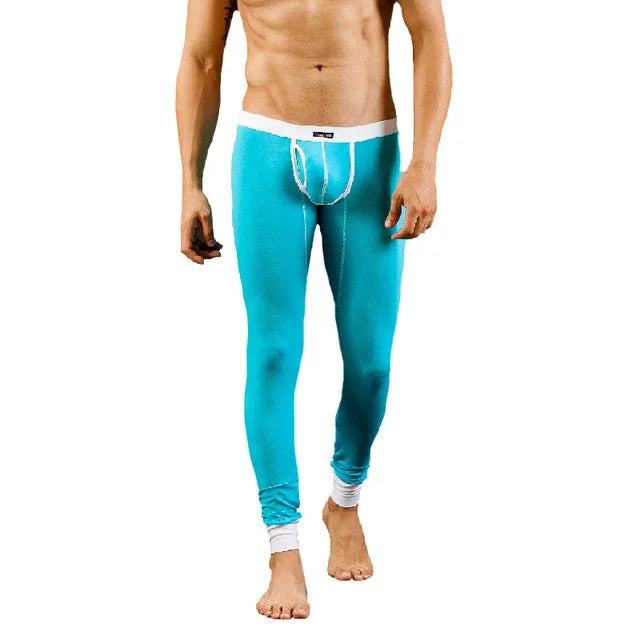 Men's fashion sexy low-rise thermal underwear pants, bulge pouch design pajamas