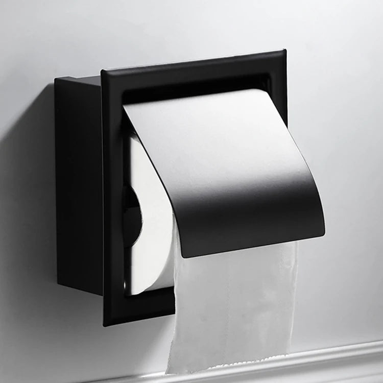 New Recessed Toilet Paper Holder,Stainless Steel Double Roll Paper Box for Bathroom,Wall-Mounted Paper Storage Rack