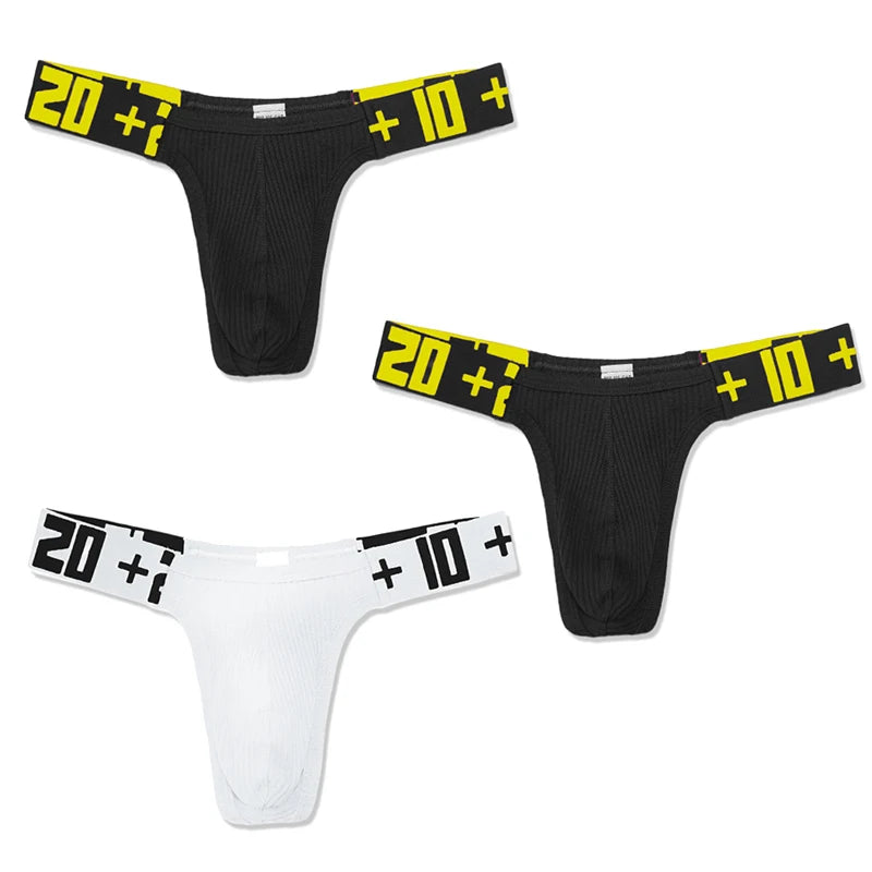 Sexy men's underwear. Made of cotton, with a T-back and a bulge pouch.