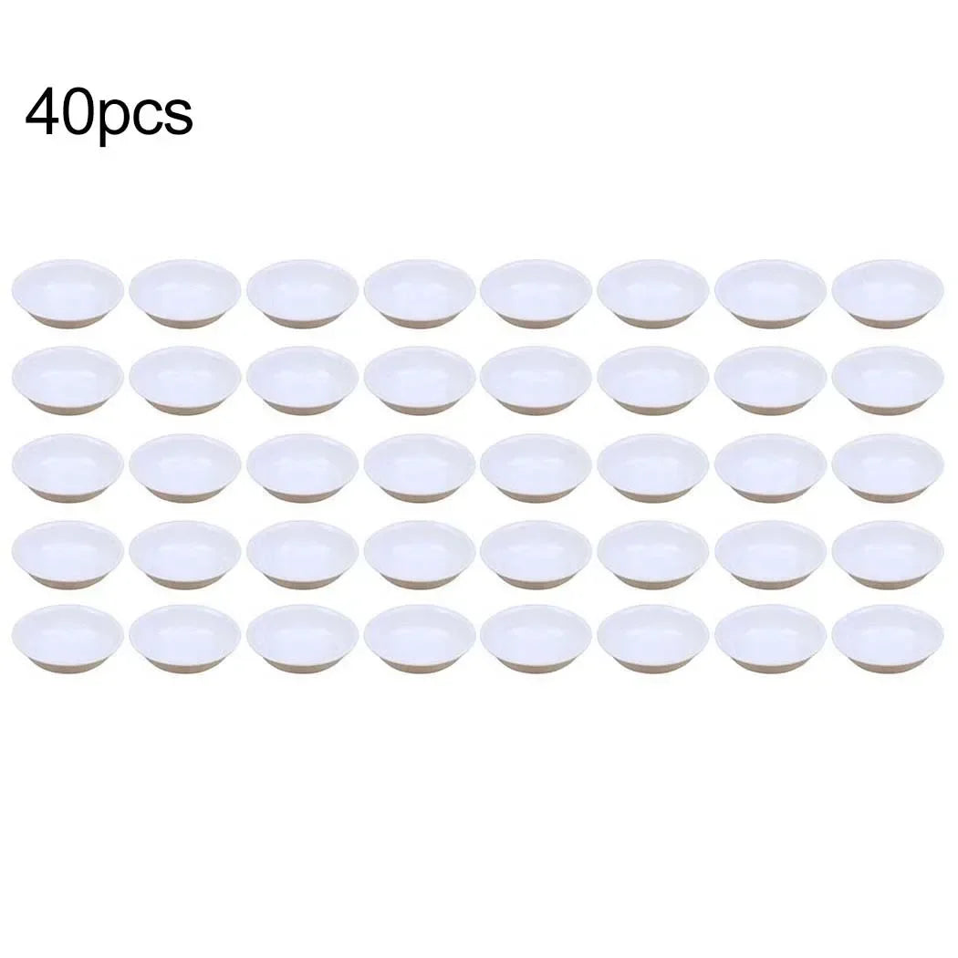 40pcs White Plastic Sauce Dishes Food Dipping Bowls Break-resistant Seasoning Dish Saucer Appetizer Plates