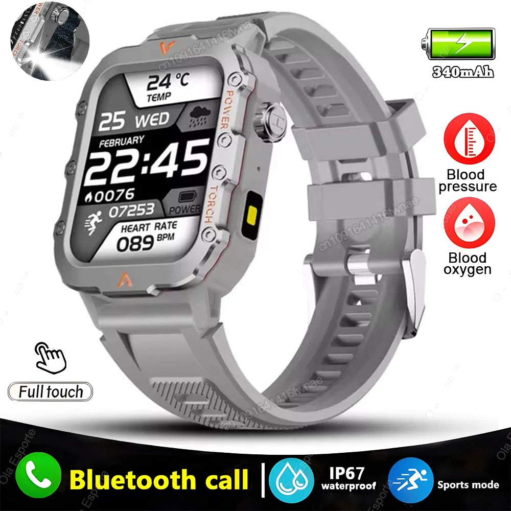 New For Huawei Xiaomi Military GPS Smart Watch Men Flashlight Compass Waterproof Outdoor Sport Tracker Bluetooth Call Smartwatch