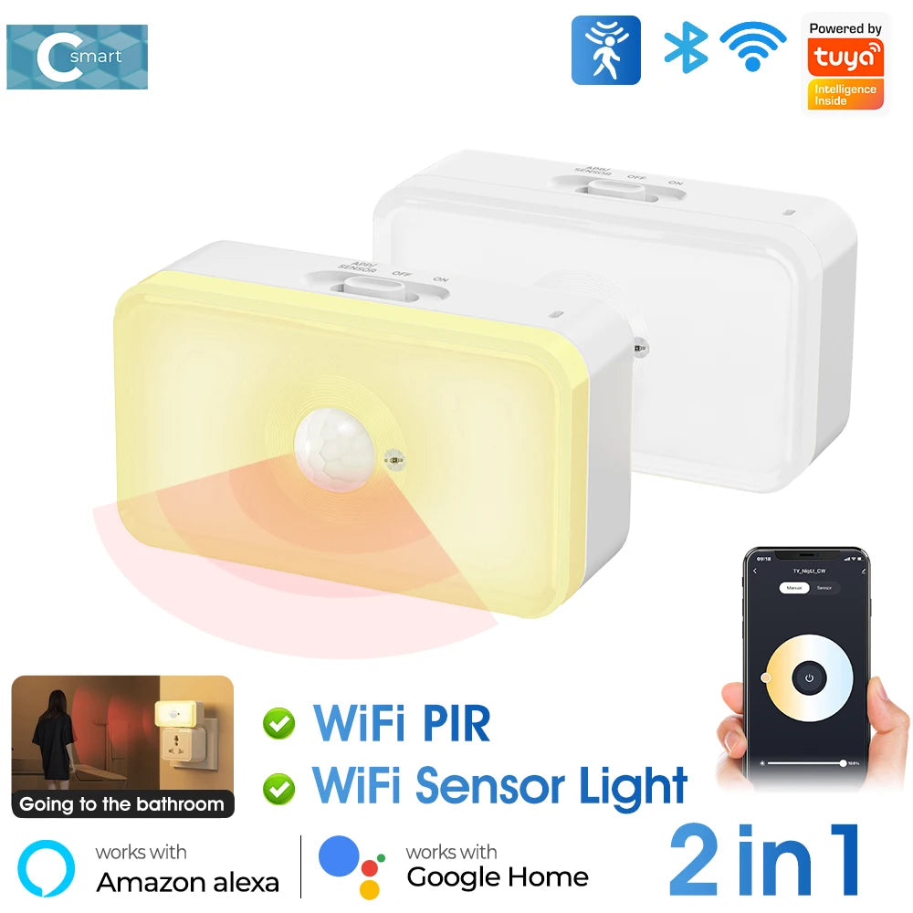 PIR Motion Sensor  Human Body Sensing Tuya WIFI Smart LED Night Light Detection App Voice Smart Life APP