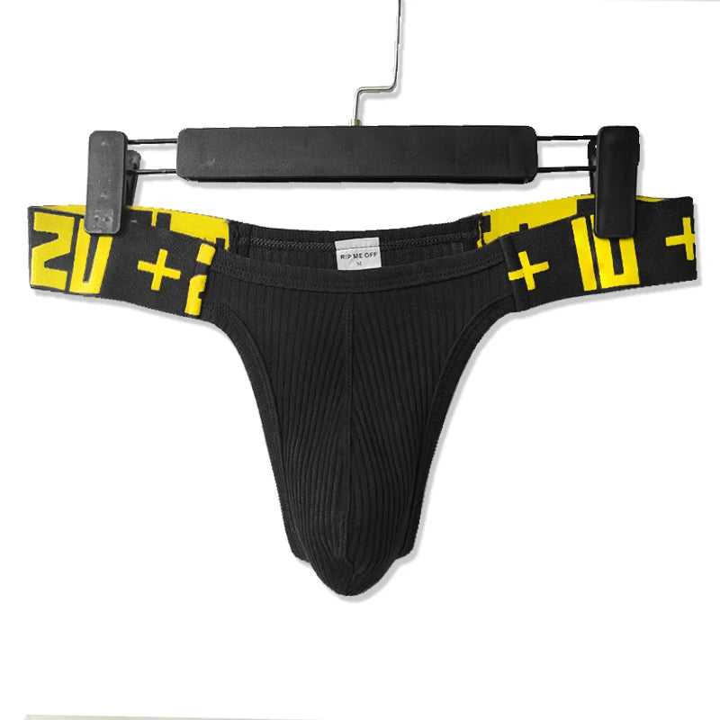 Sexy men's underwear. Made of cotton, with a T-back and a bulge pouch.