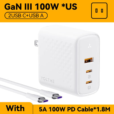 Cargador VOLTME de 100W para multipes dispositivos, entrada USB tipo C.