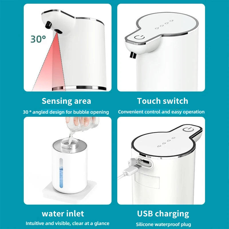 Dispensador automático de jabón ABS, multilíquido, espuma rápida, diseño que ahorra espacio, para baño y cocina, uso dual.
