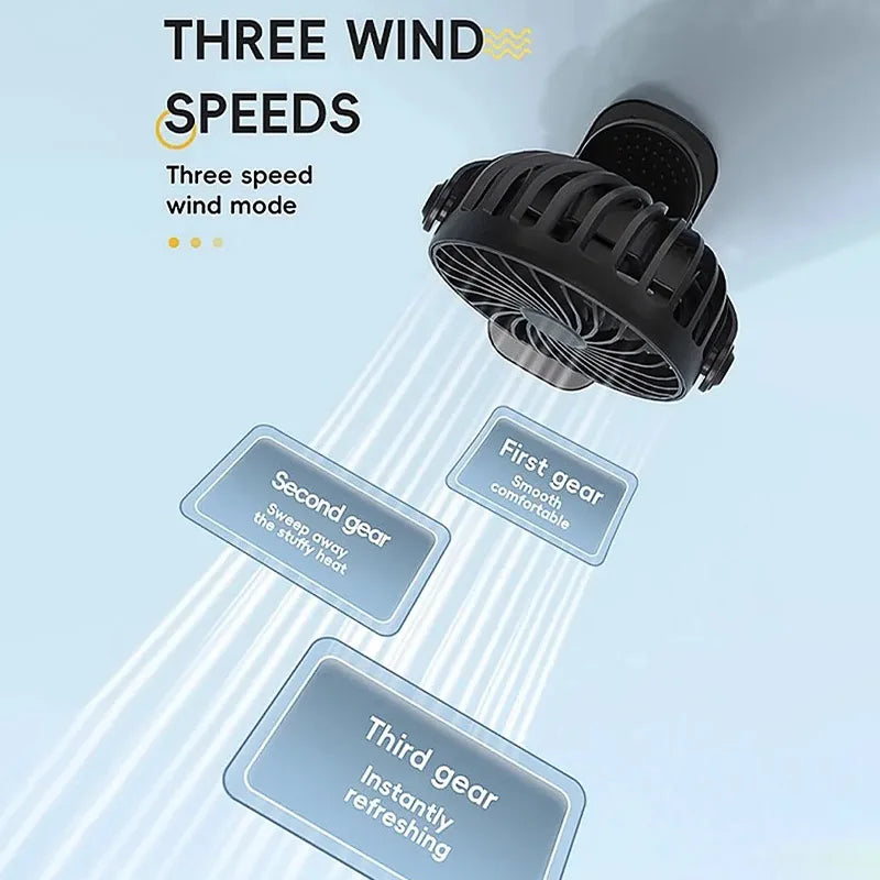 Ventilador eléctrico portátil recargable con clip colgante giratorio de 720°, luz nocturna, enfriador de aire para acampar al aire libre, ventiladores pequeños.