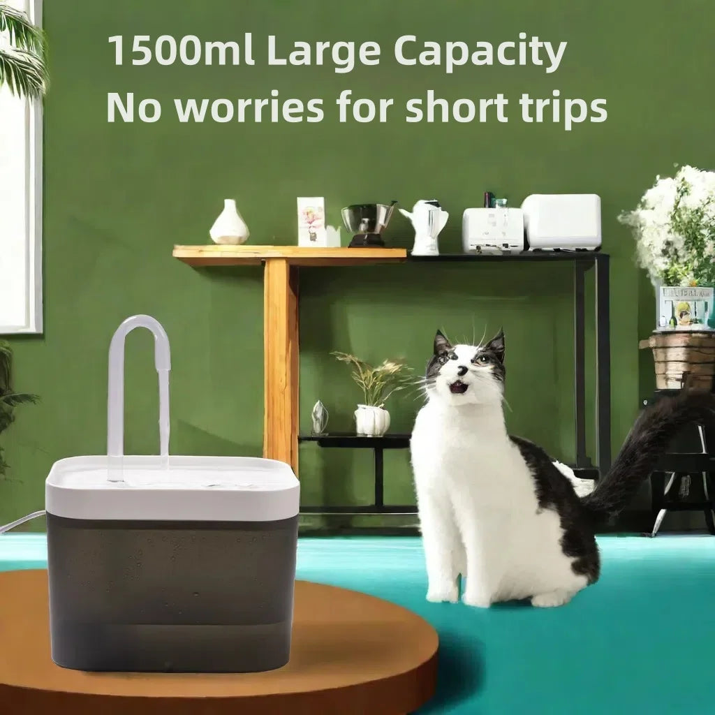 Pet Water Dispenser Auto Filter Electric Mute Cat Drinker 1.5L Recirculate Filtering Drinker for Cat Water Fountain,USB Electric