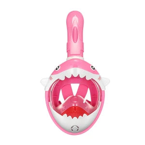 Kids 180° Panoramic Full Face Snorkel Mask Leak-Proof Safety Lens Foldable Dry Top Adjustable Soft Silicone Youth Snorkeling