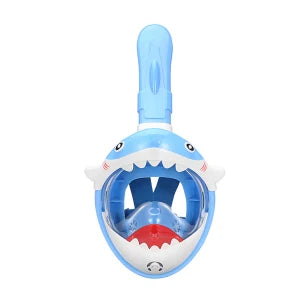 Kids 180° Panoramic Full Face Snorkel Mask Leak-Proof Safety Lens Foldable Dry Top Adjustable Soft Silicone Youth Snorkeling