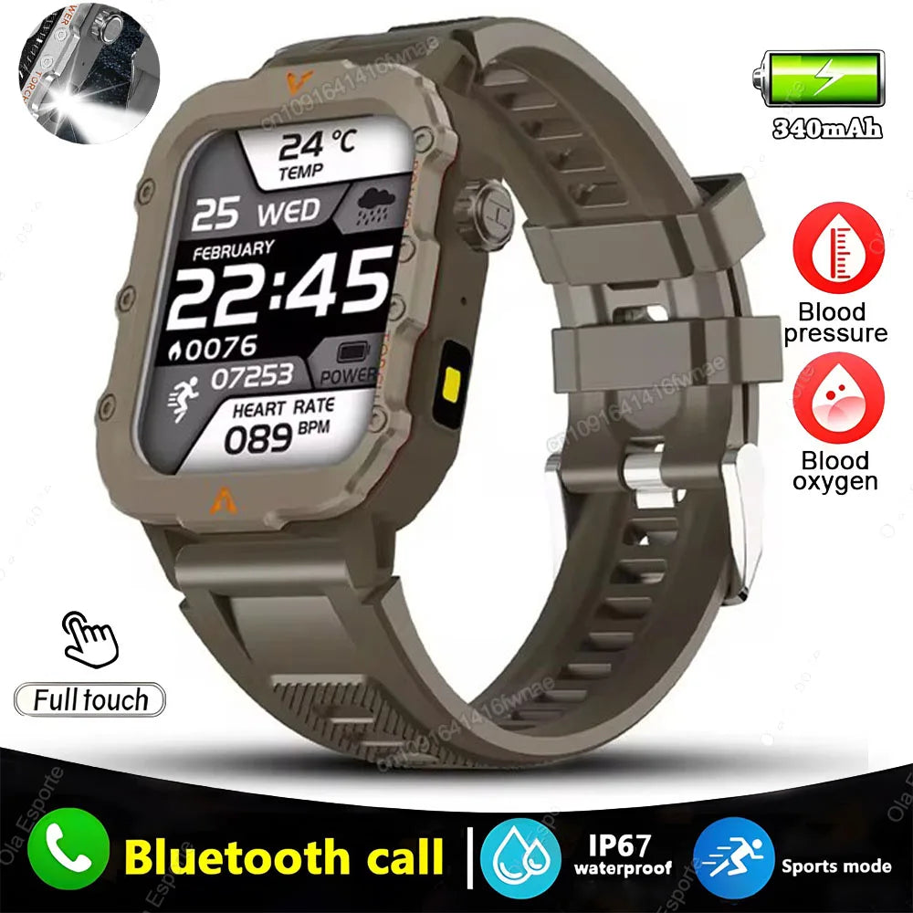 New For Huawei Xiaomi Military GPS Smart Watch Men Flashlight Compass Waterproof Outdoor Sport Tracker Bluetooth Call Smartwatch