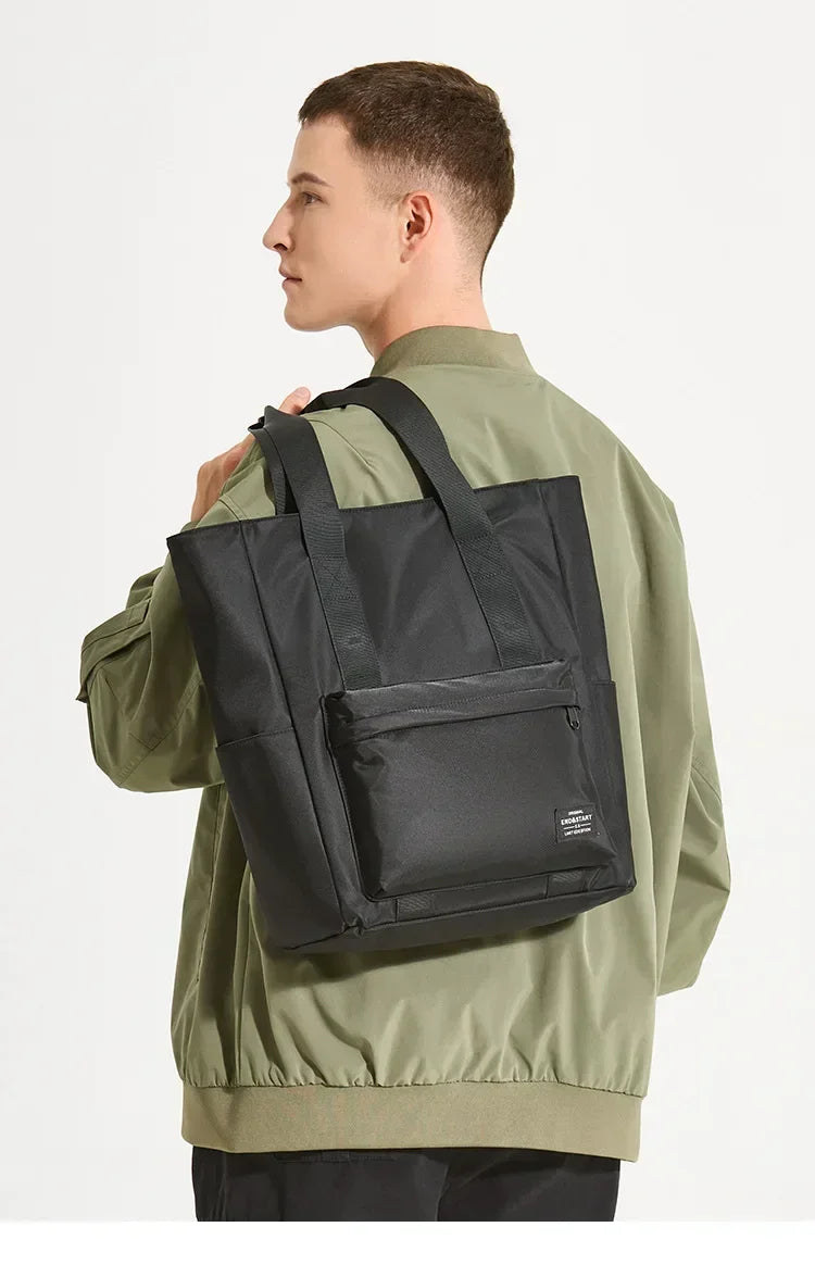 Men's One Shoulder Casual Bag Large Capacity Men's and Women's Handbags Simple Tote Bags Waterproof Black Underarm bag 가방 bolsos