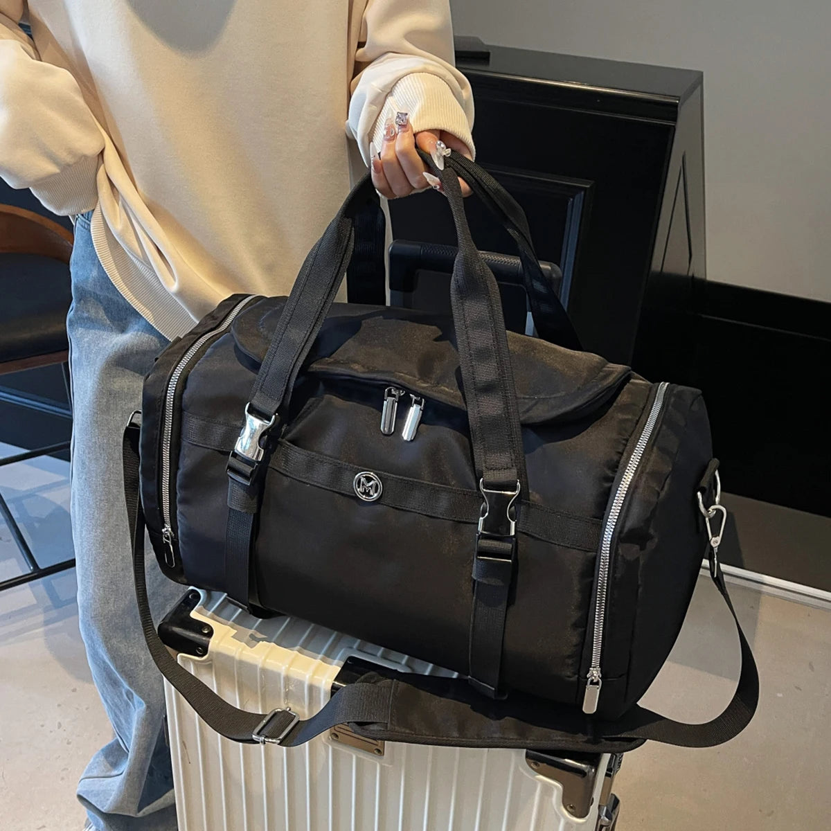 Nueva bolsa de viaje de gran capacidad, bandolera, bolsa de almacenamiento, bolsa de embarque para viajes de negocios, bolsa deportiva para fitness.