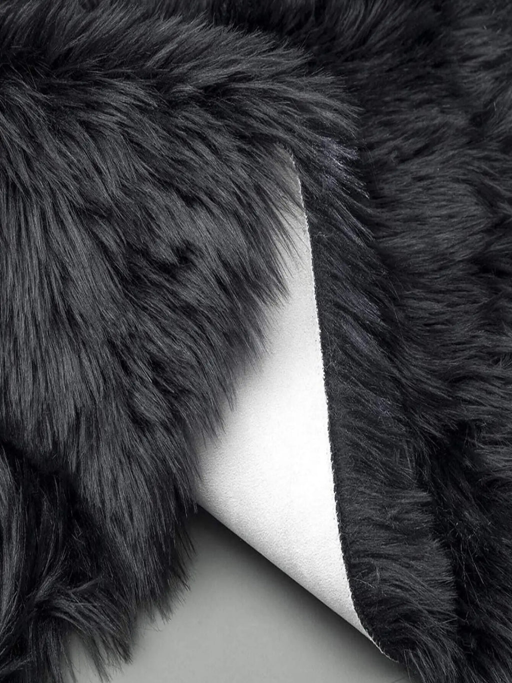 Imitation Sheep Black Oval Carpet Cloakroom Household Bedfront Cushion Long Hair Living Room Carpet