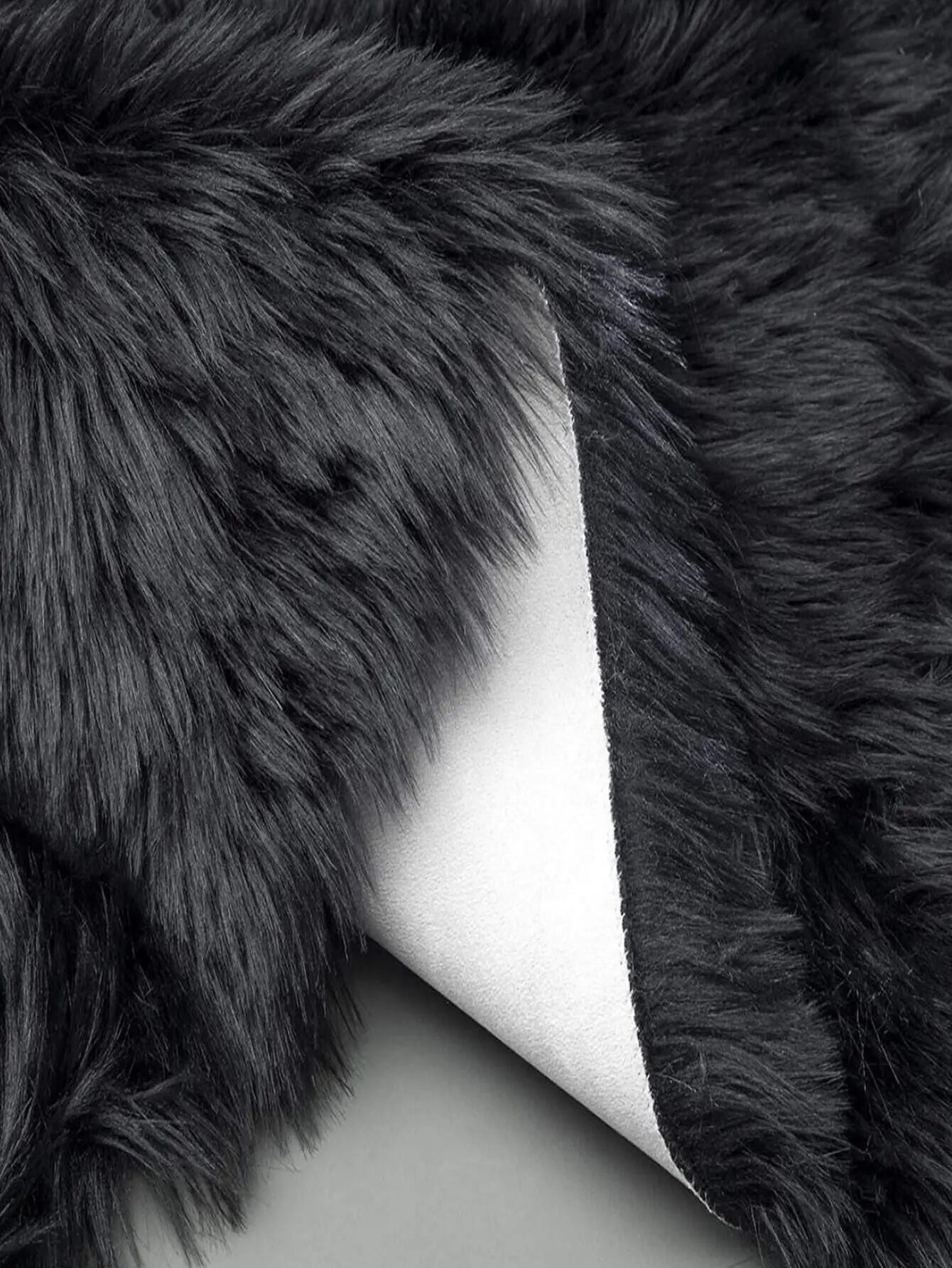 Imitation Sheep Black Oval Carpet Cloakroom Household Bedfront Cushion Long Hair Living Room Carpet