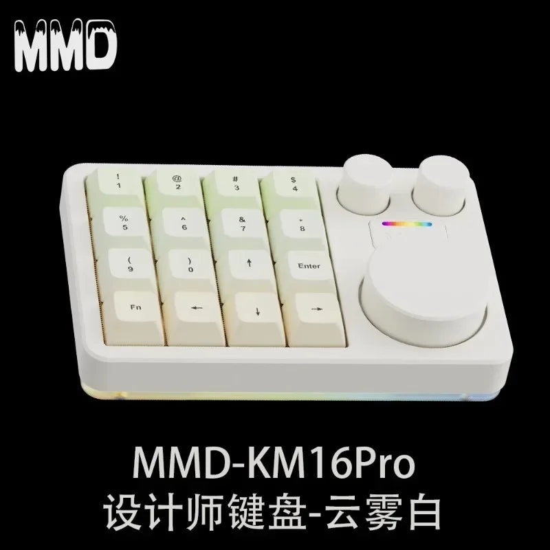 Mini teclado mecánico de aleación de aluminio MMD KM16 Pro, diseño de tres modos, con tres botones, personalizado para PS, PR, edición, C4D,