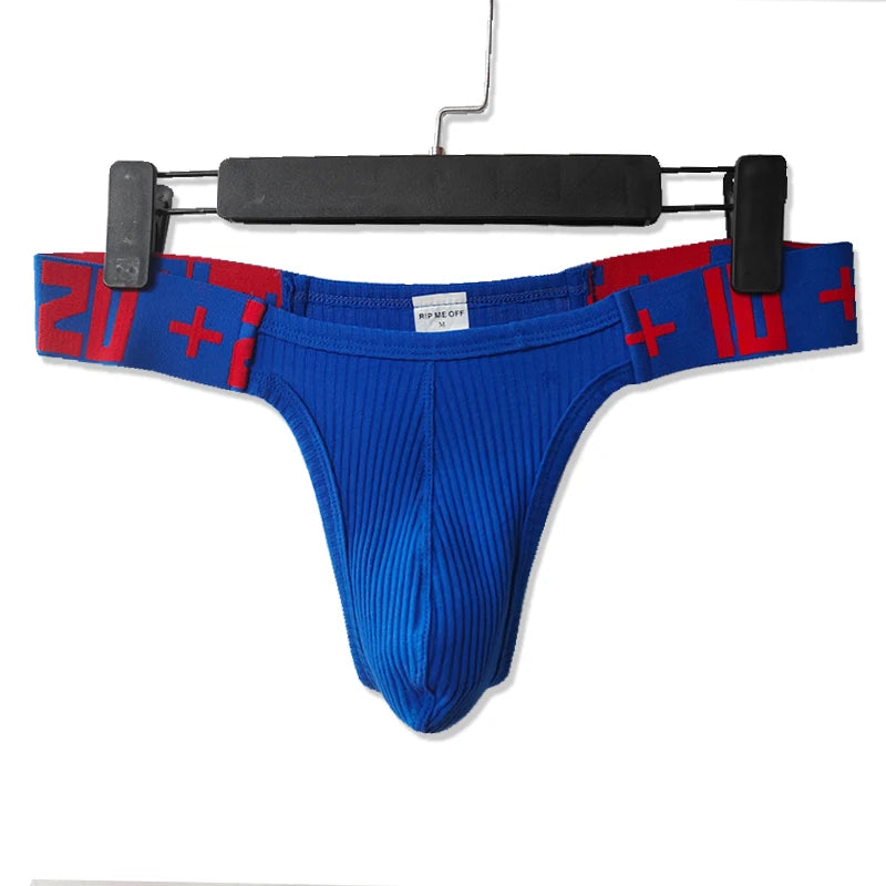 Sexy men's underwear. Made of cotton, with a T-back and a bulge pouch.