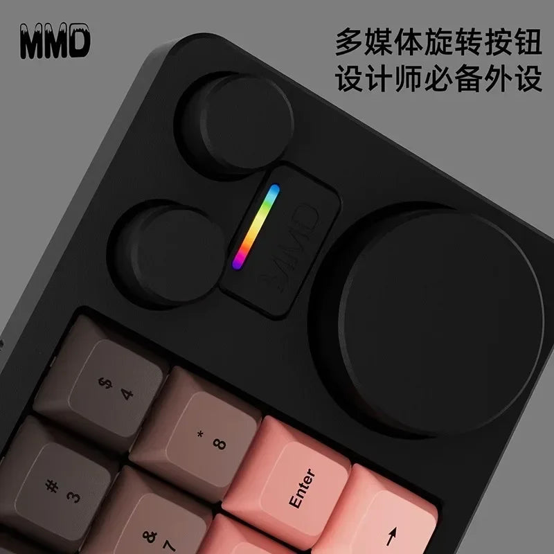 Mini teclado mecánico de aleación de aluminio MMD KM16 Pro, diseño de tres modos, con tres botones, personalizado para PS, PR, edición, C4D,
