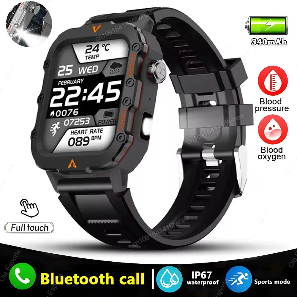 New For Huawei Xiaomi Military GPS Smart Watch Men Flashlight Compass Waterproof Outdoor Sport Tracker Bluetooth Call Smartwatch