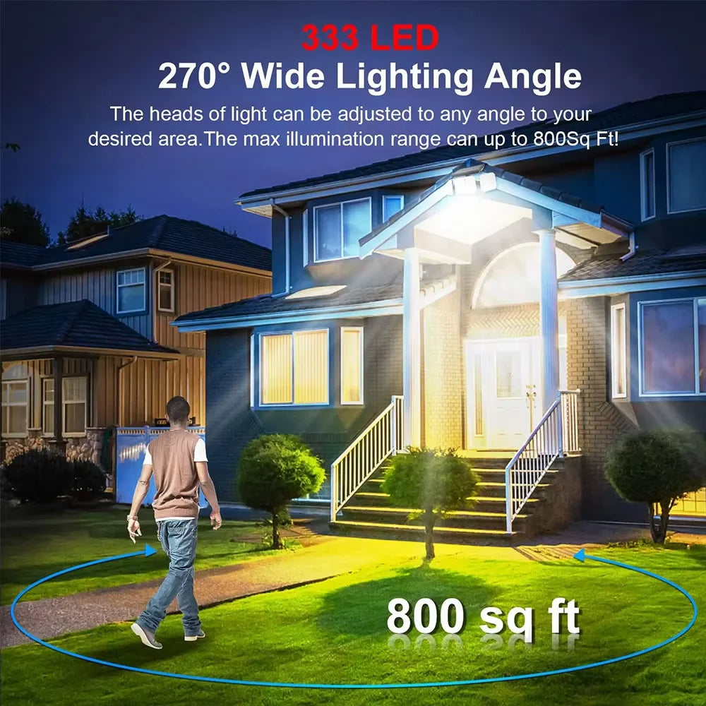 Luz solar impermeable LED con sensor de movimiento para exteriores con control remoto, luz de pared para decoración de jardín, patio, iluminación de garaje