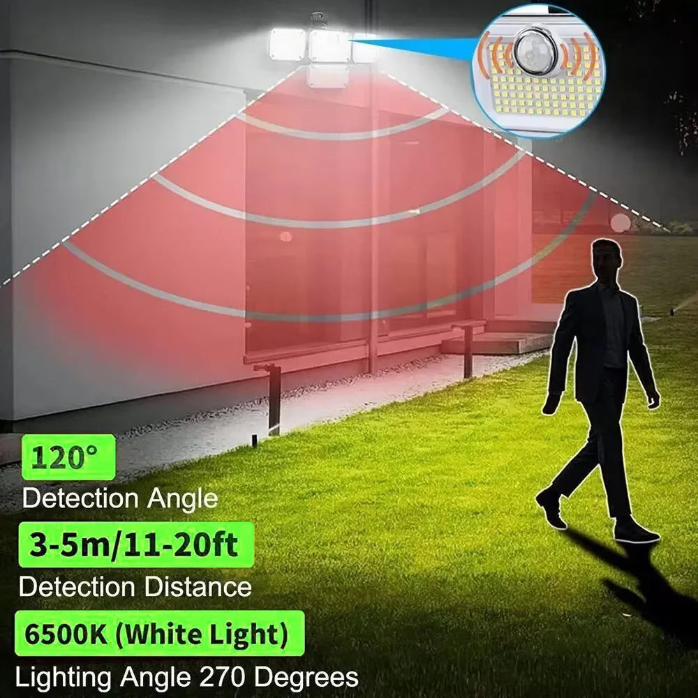 Luz solar impermeable LED con sensor de movimiento para exteriores con control remoto, luz de pared para decoración de jardín, patio, iluminación de garaje