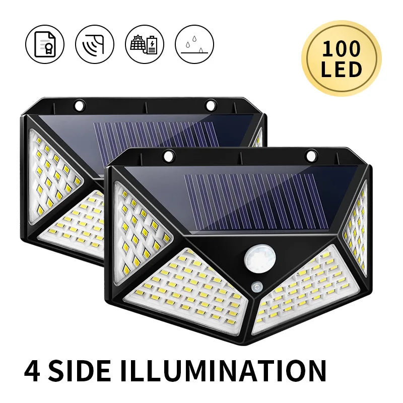 Lampara solar con deteccion de movimiento para exteriores.