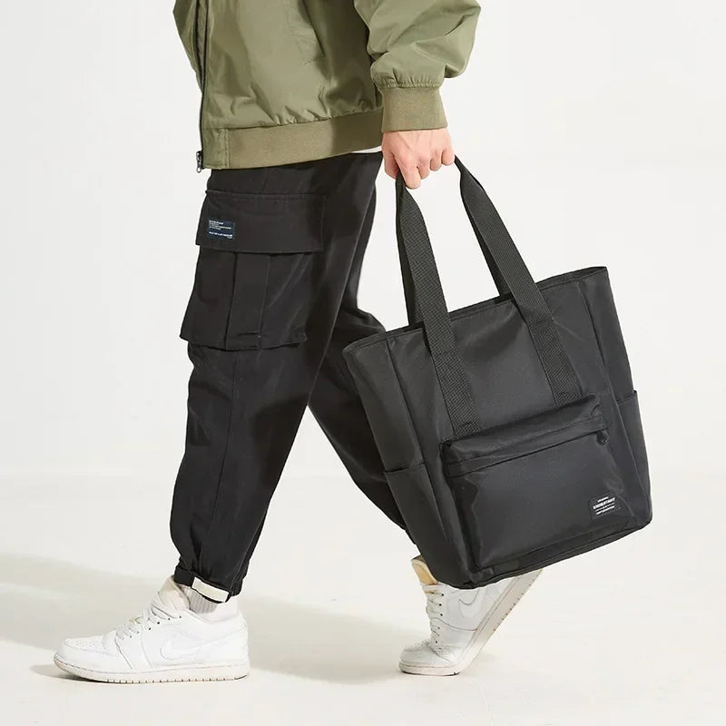 Men's One Shoulder Casual Bag Large Capacity Men's and Women's Handbags Simple Tote Bags Waterproof Black Underarm bag 가방 bolsos