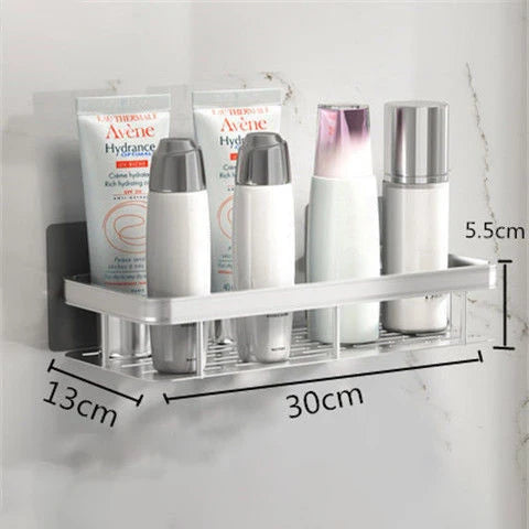 Organizador de Almacenamiento para Baño Estante de Aluminio sin Taladros para Baño y Cocina Negro Plata Oro 22x28.5x5.5cm