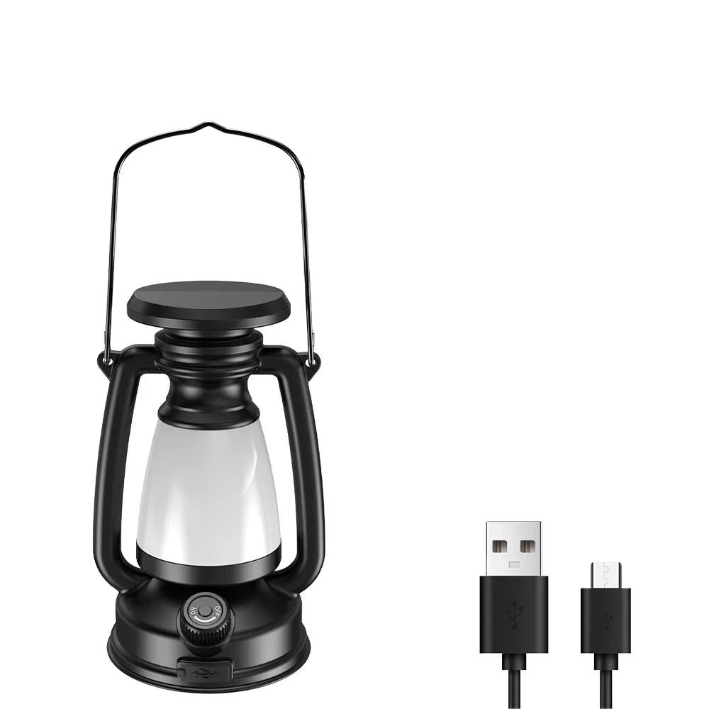 Luz de camping recargable por USB, portátil, para colgar en tienda de campaña, 3000-5000 K, atenuación continua con carga solar.