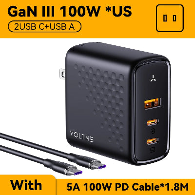 Cargador VOLTME de 100W para multipes dispositivos, entrada USB tipo C.
