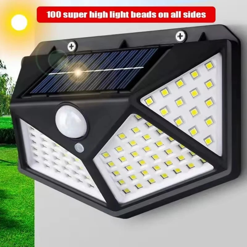 Lampara solar con deteccion de movimiento para exteriores.