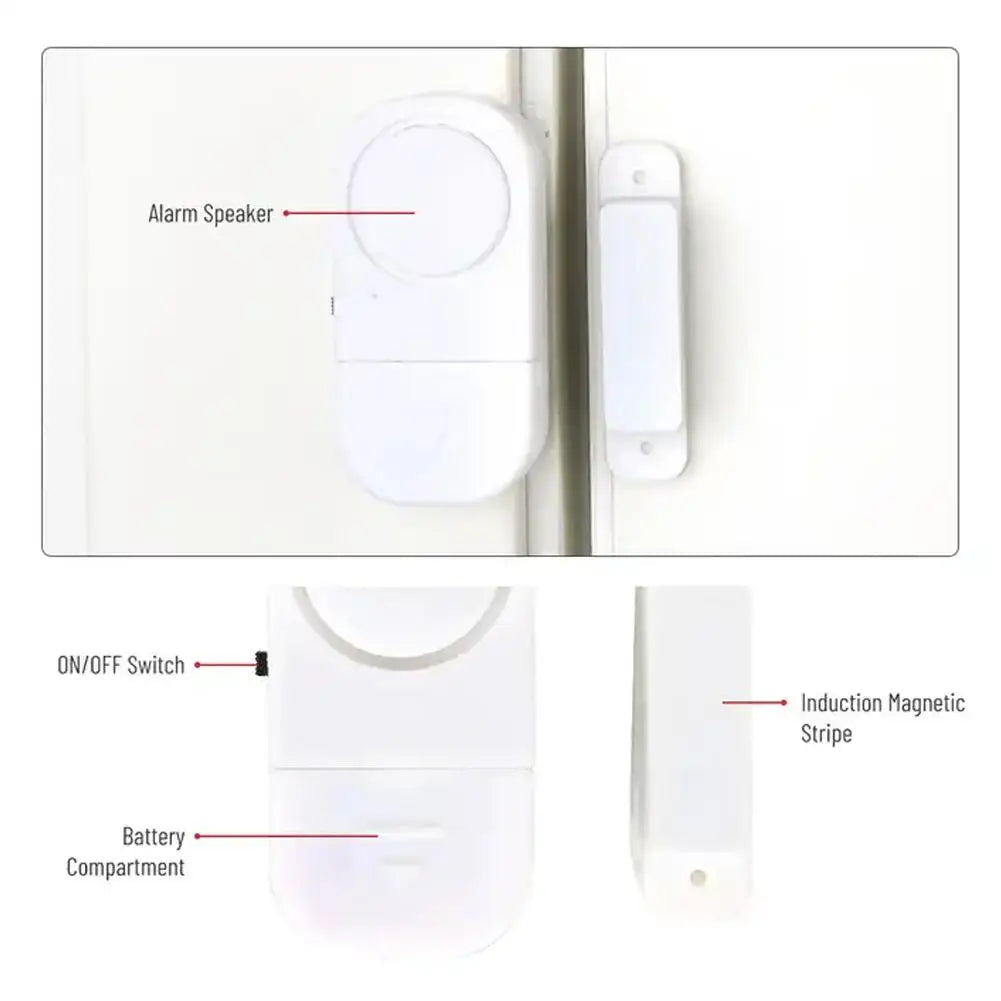 Sensor de alarma inalámbrico magnético que protege su ventana o puerta