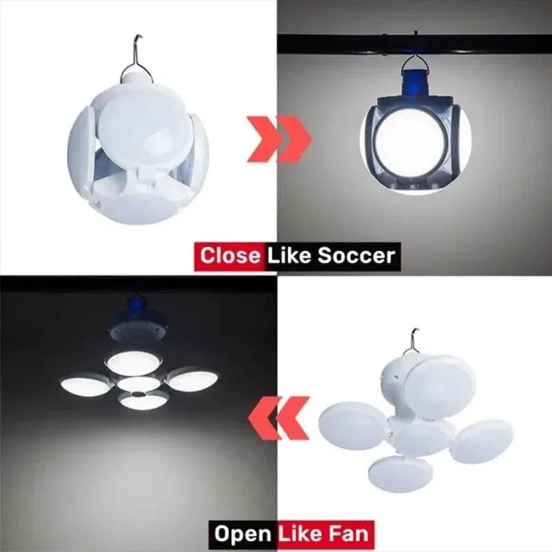 Linterna solar portátil para acampar, LED, recargable, para exteriores, para colgar en tienda de campaña, plegable, con gancho, luces de emergencia