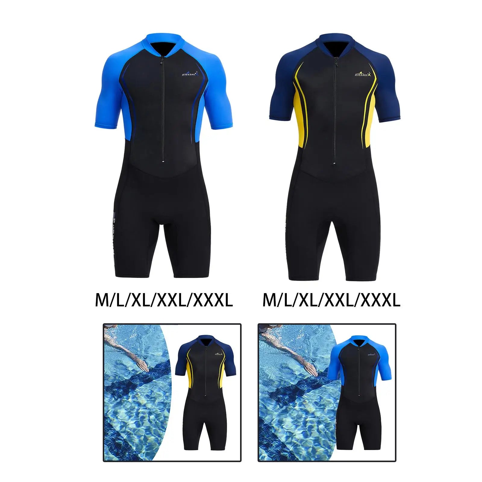 Traje de neopreno corto para hombre, con protección solar, manga corta, cuerpo entero, 1,5 mm, ideal para buceo, surf, pesca submarina y esnórquel.