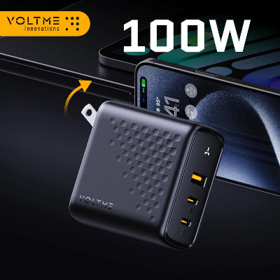 Cargador VOLTME de 100W para multipes dispositivos, entrada USB tipo C.