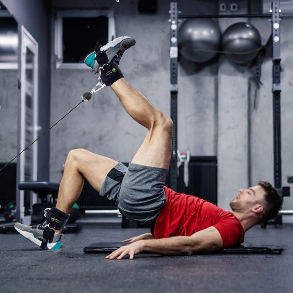 4 D-rings Ankle Straps for Cable Machine Adjustable Extra Strap Ankle Cuffs Booty Building Workout Trainer Fitness Equipment