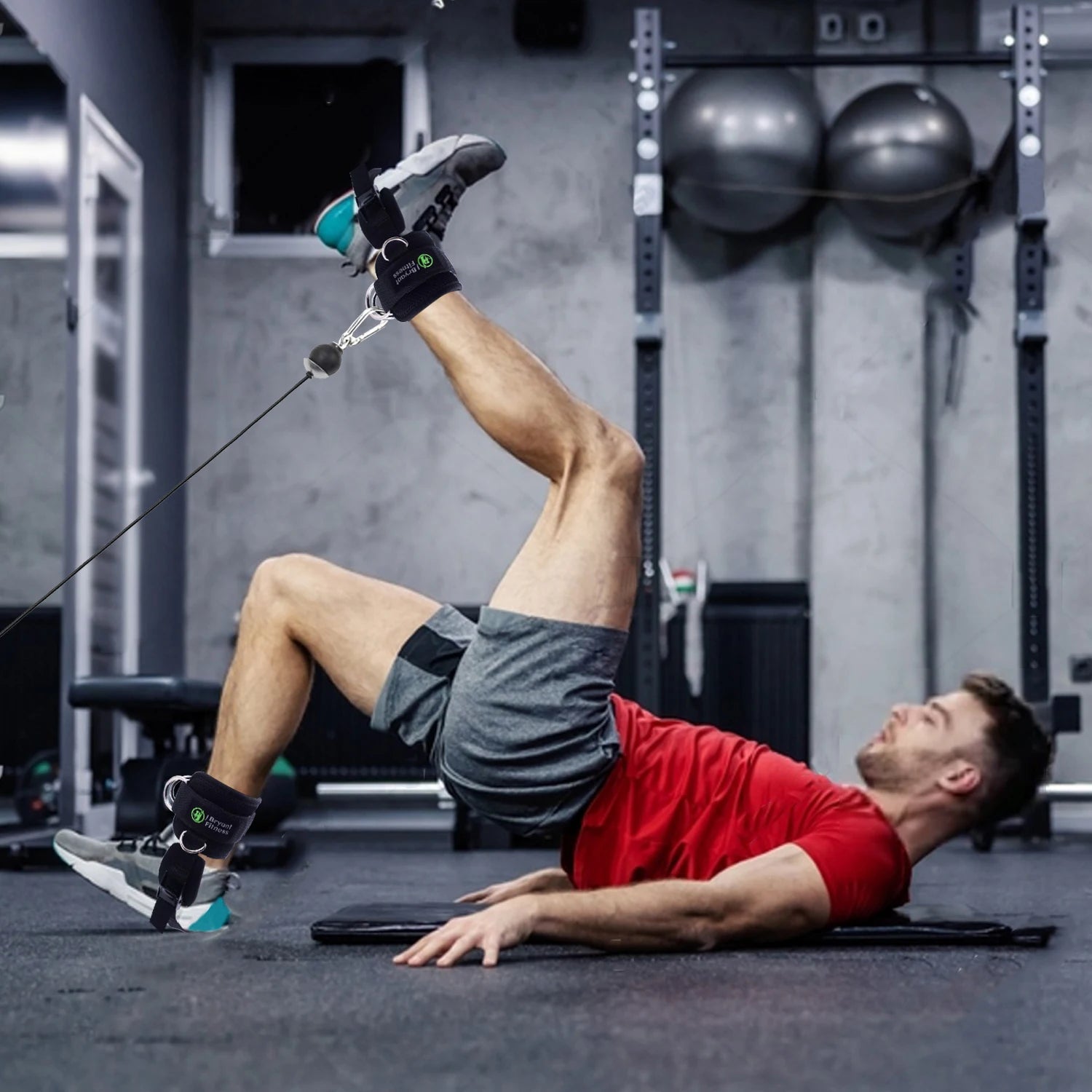 4 D-rings Ankle Straps for Cable Machine Adjustable Extra Strap Ankle Cuffs Booty Building Workout Trainer Fitness Equipment