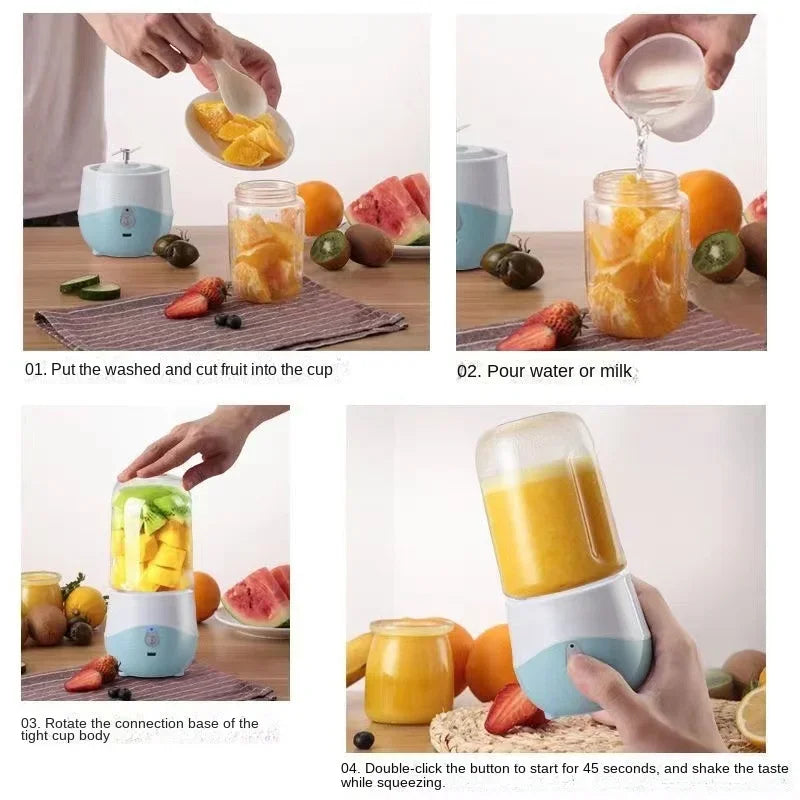 Licuadora portátil recargable por USB, mini exprimidor, licuadora doméstica para jugos, batidos y licuados, extractor de jugos.
