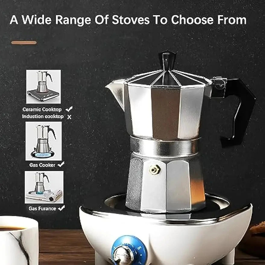 Cafetera moka italiana de metal para cocina, cafetera manual, cafetera espresso, resistente, para el hogar, utensilios de café y té.