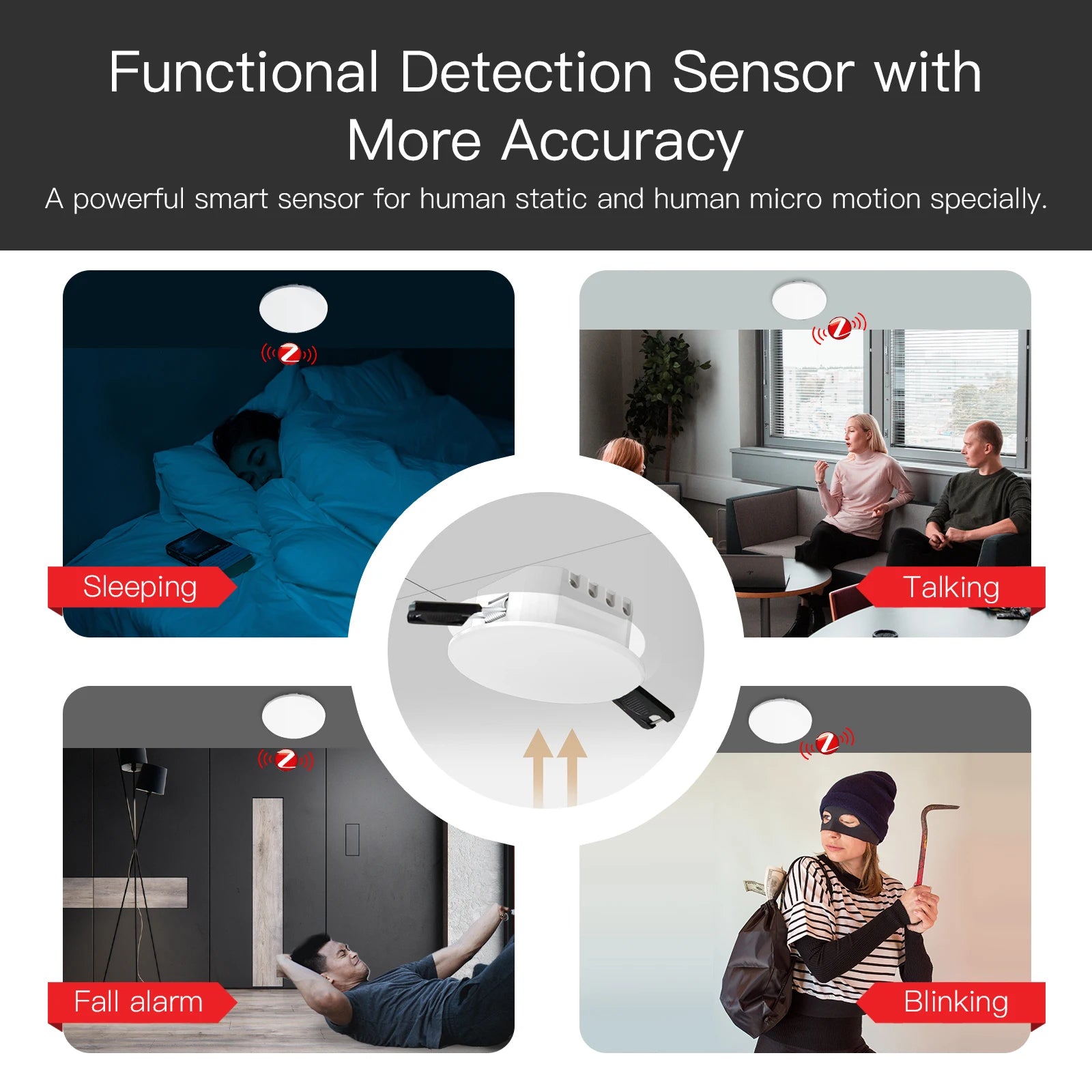 Detector de presencia humana Tuya Smart ZigBee/WiFi, sensor de detección de radar, fotométrico, función 2 en 1, concentrador PIR de techo Smart Life