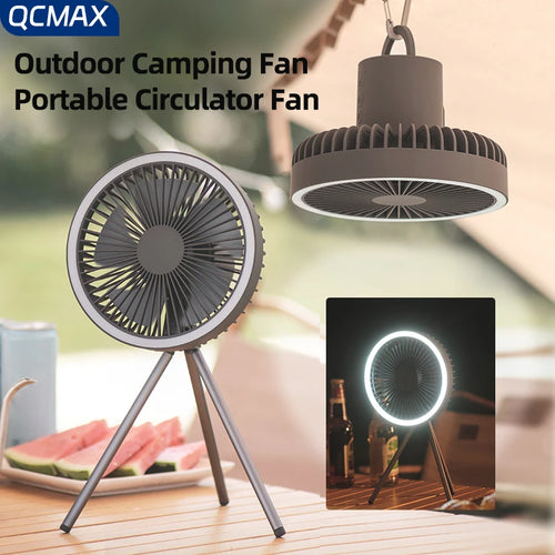 10000mAh 4000mAh Camping Fan Rechargeable Desktop Portable Circulator Wireless Ceiling Electric Fan with Power Bank LED Lighting