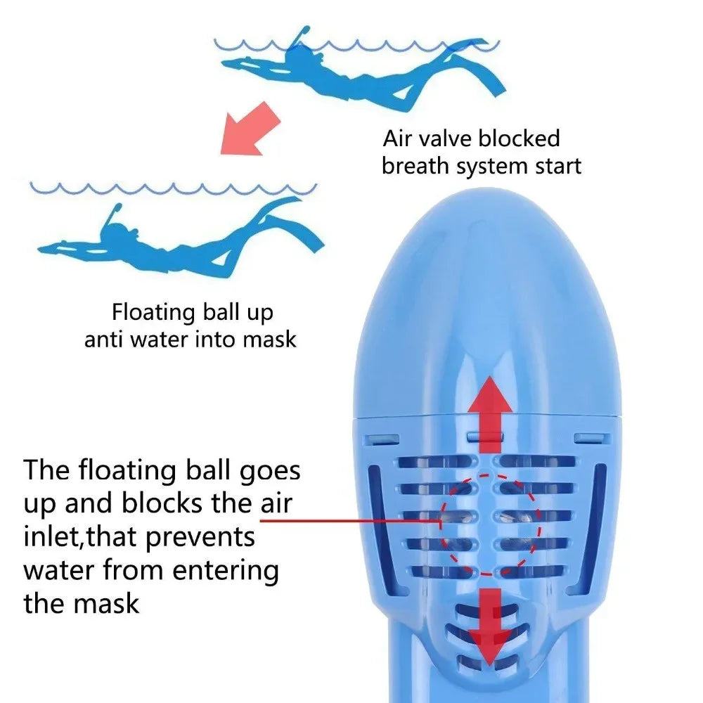 Kids 180° Panoramic Full Face Snorkel Mask Leak-Proof Safety Lens Foldable Dry Top Adjustable Soft Silicone Youth Snorkeling