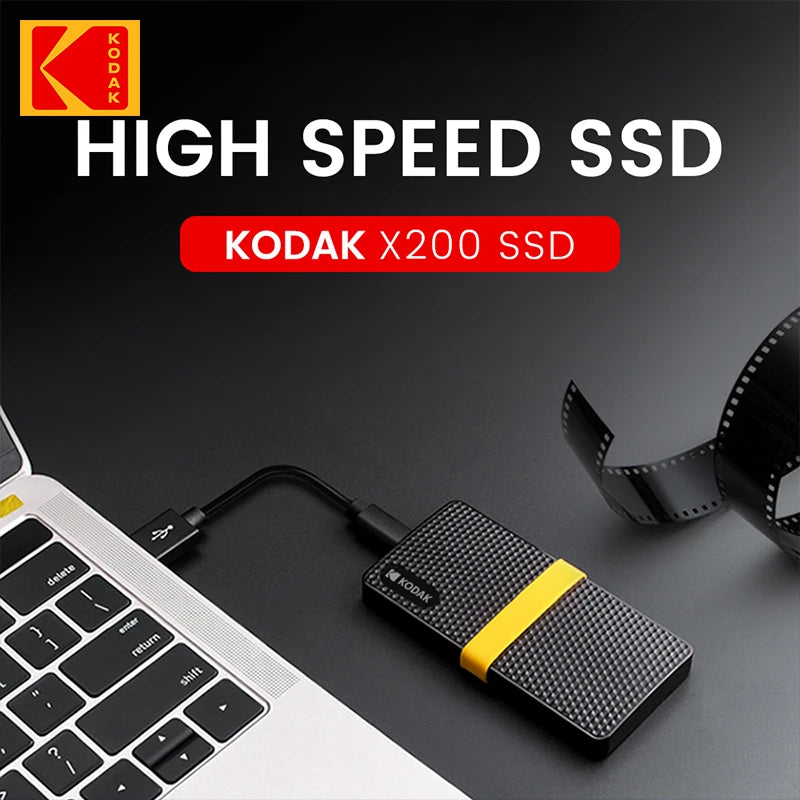 Unidad de estado sólido portátil externa Kodak X200 Mini SSD de 256 GB, USB 3.1, tipo C, 1,8 pulgadas, 512 GB, para computadora portátil y de escritorio