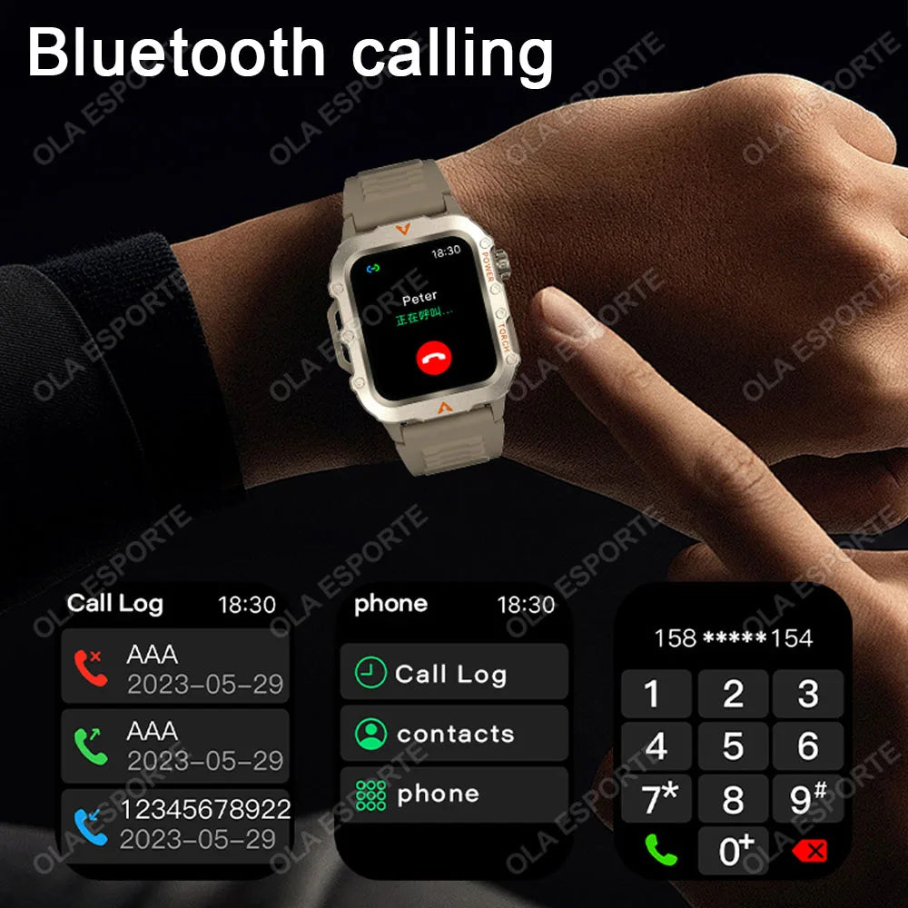 New For Huawei Xiaomi Military GPS Smart Watch Men Flashlight Compass Waterproof Outdoor Sport Tracker Bluetooth Call Smartwatch