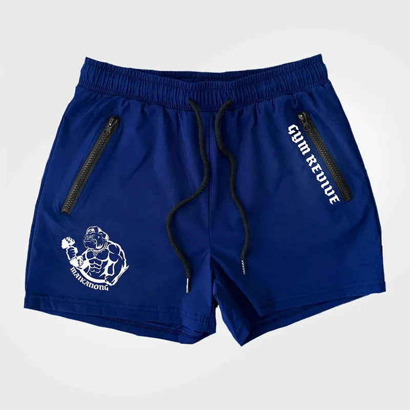 Men's Printed Shorts Summer Quick Dry Side Double Zipper Pockets Design Running Basketball Training Gym Shorts