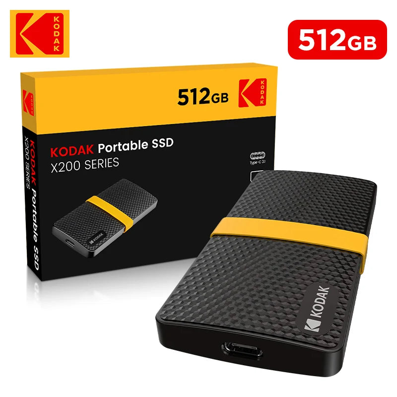 Unidad de estado sólido portátil externa Kodak X200 Mini SSD de 256 GB, USB 3.1, tipo C, 1,8 pulgadas, 512 GB, para computadora portátil y de escritorio