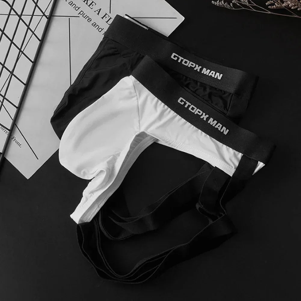 Men's T-shaped ice silk jockstrap, U-shaped convex