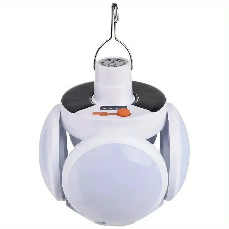 Linterna solar portátil para acampar, LED, recargable, para exteriores, para colgar en tienda de campaña, plegable, con gancho, luces de emergencia