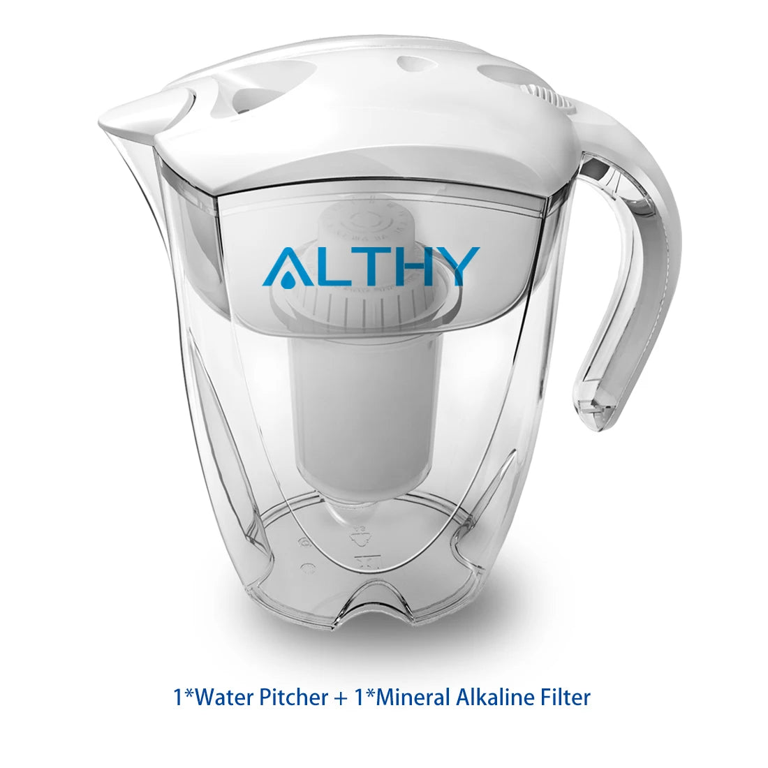 ALTHY 3.5L Mineral Alkaline Water Pitcher Filter - 400L Long-Life Filters - Alkalizer Purifier Filtration System +pH -ORP